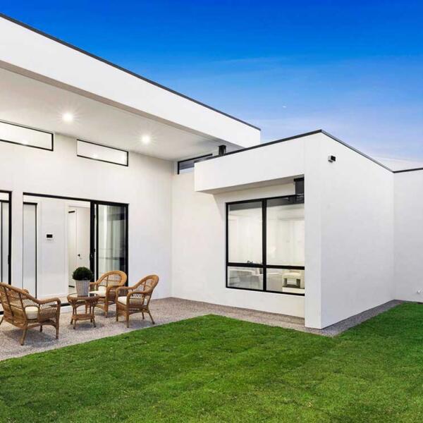 Backyard of new home in Lara by Augello Homes - custom home builders