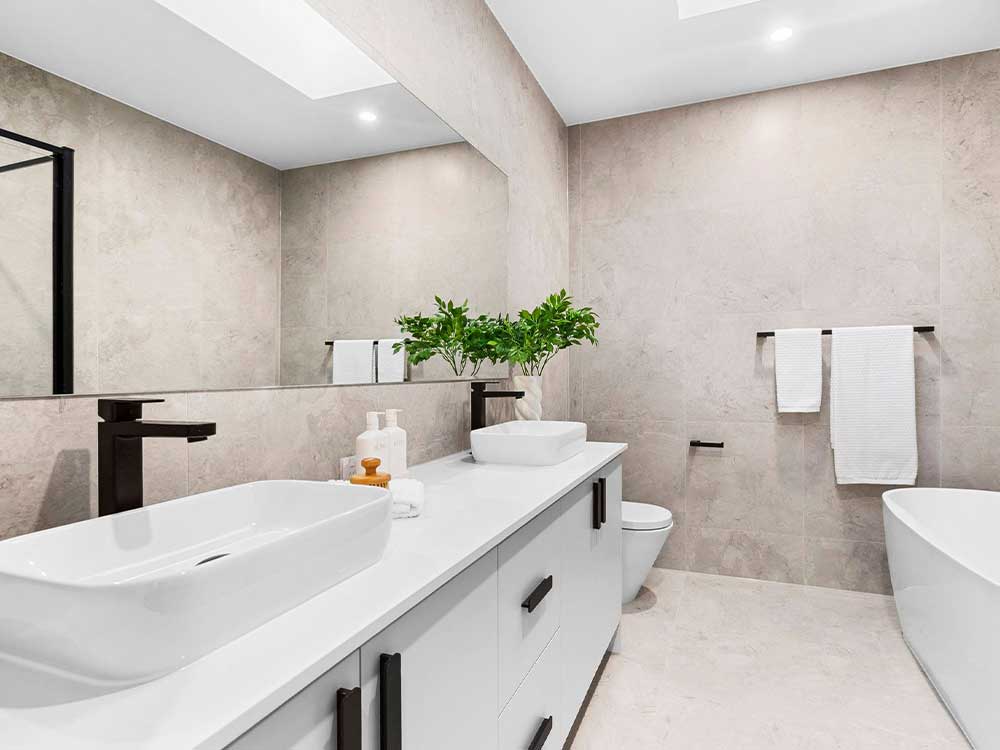 Bathroom in new home in Lara by Augello Homes - custom home builders