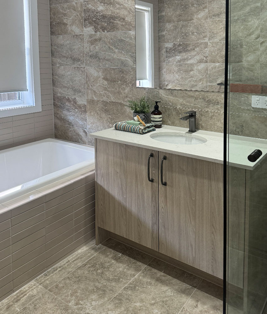 Custom home renovation (bathroom) by Augello Homes in Geelong