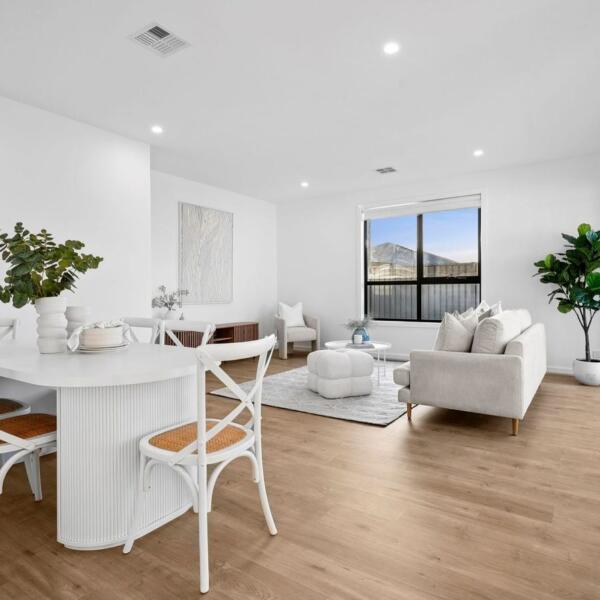 New home build in Lara open plan living side angle