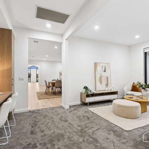 Multi-purpose living room and study space designed for flexible family living in a new home Geelong